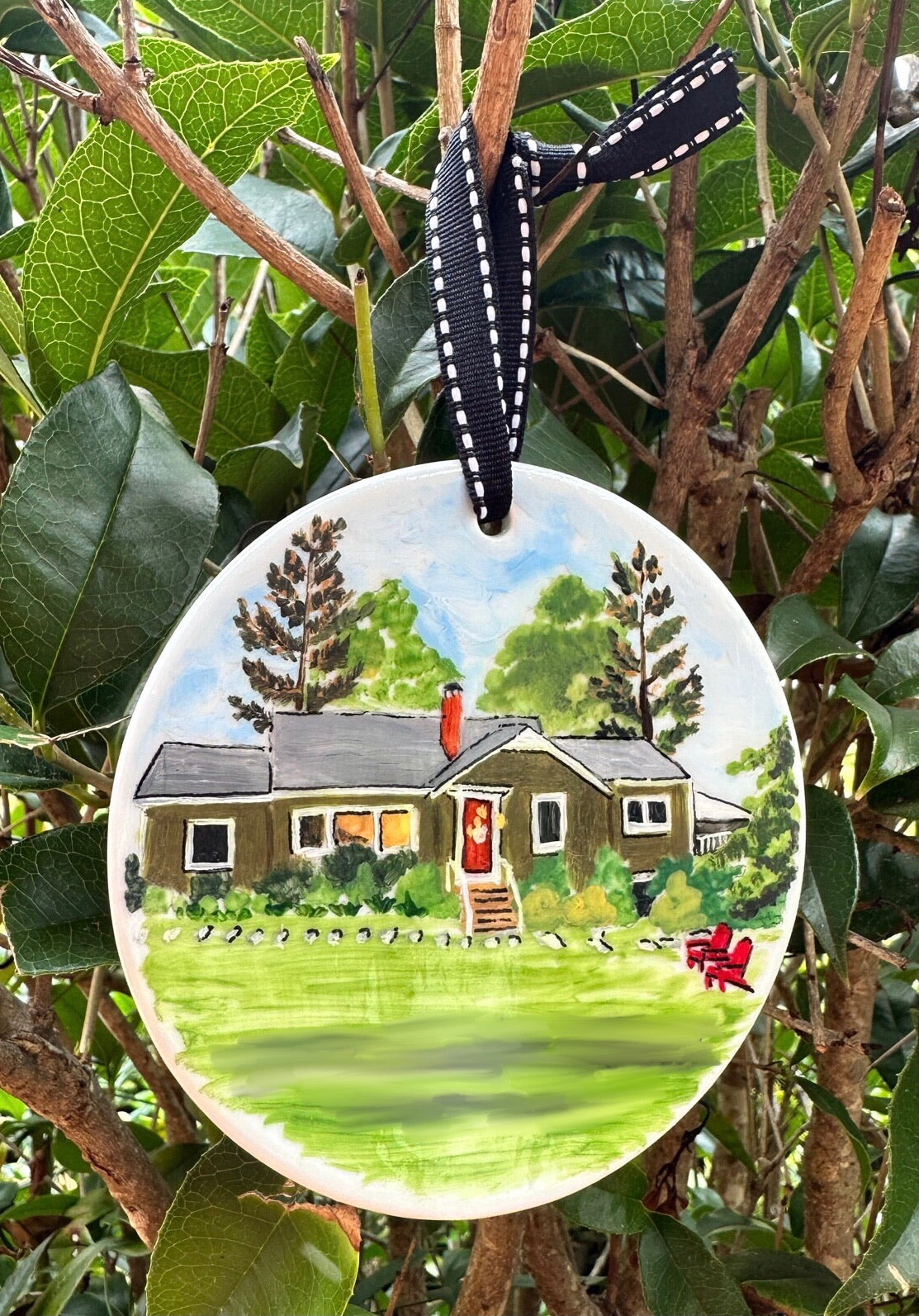 Custom Home or Location 4" porcelain ornament