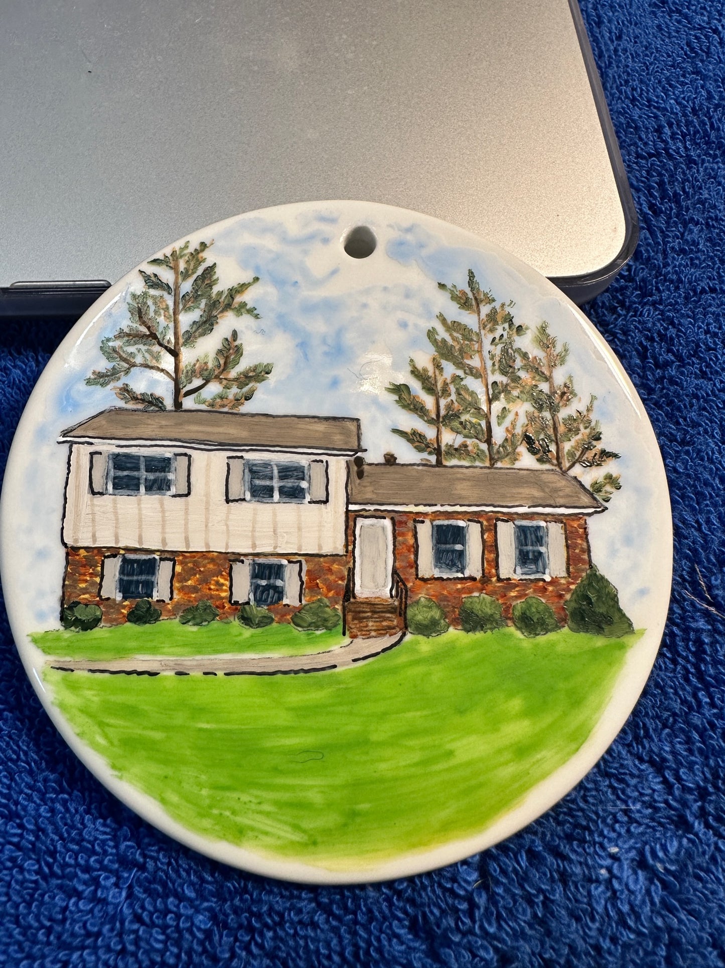 Custom Home or Location 4" porcelain ornament