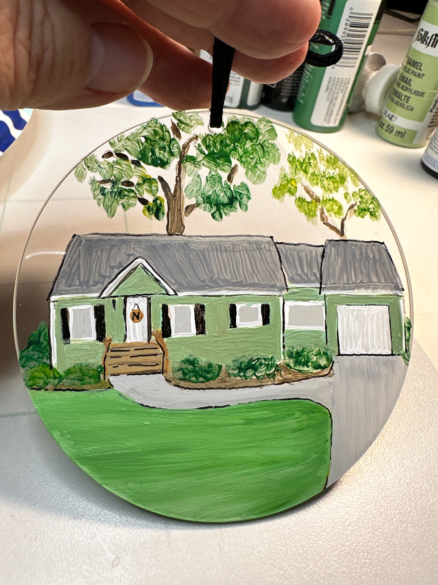 Custom Home or Location 4" porcelain ornament