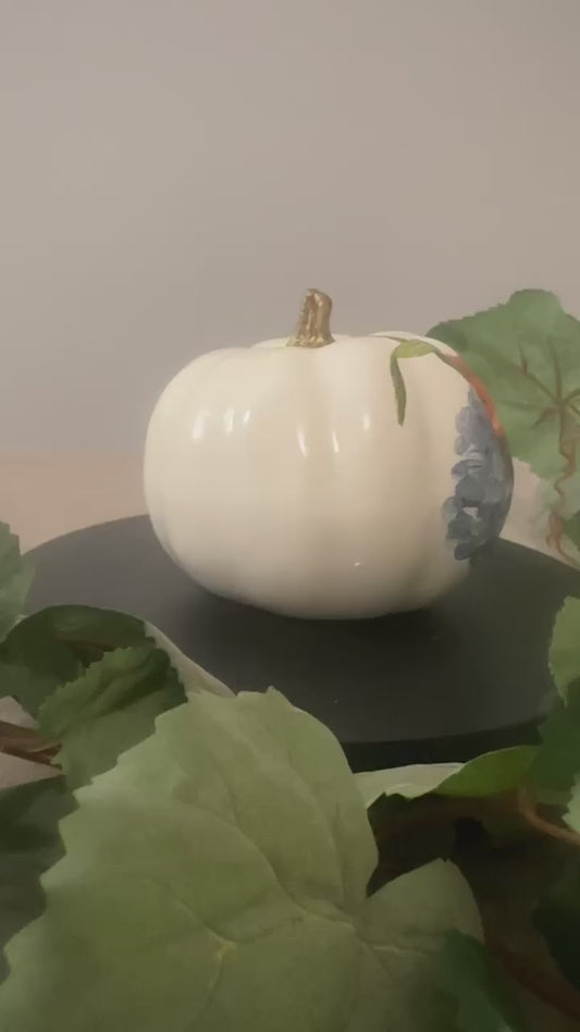 Small Orange and Blue Fall Floral Pumpkin