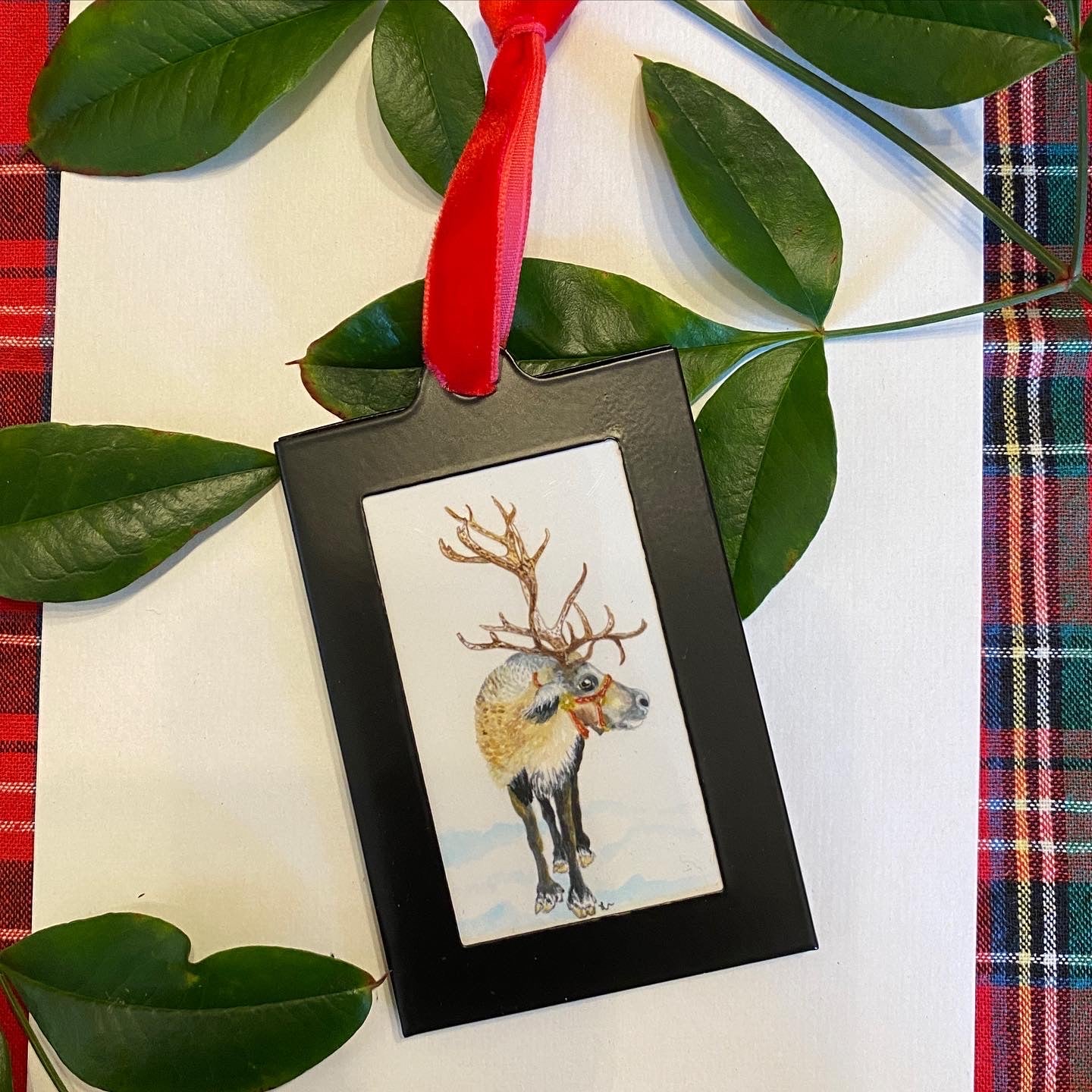 Dasher framed ornament