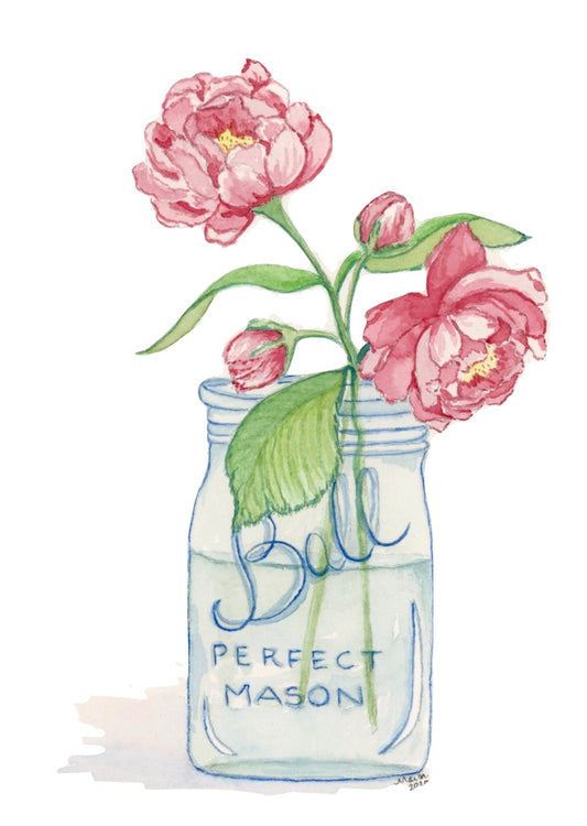 Peonies in Mason Jar