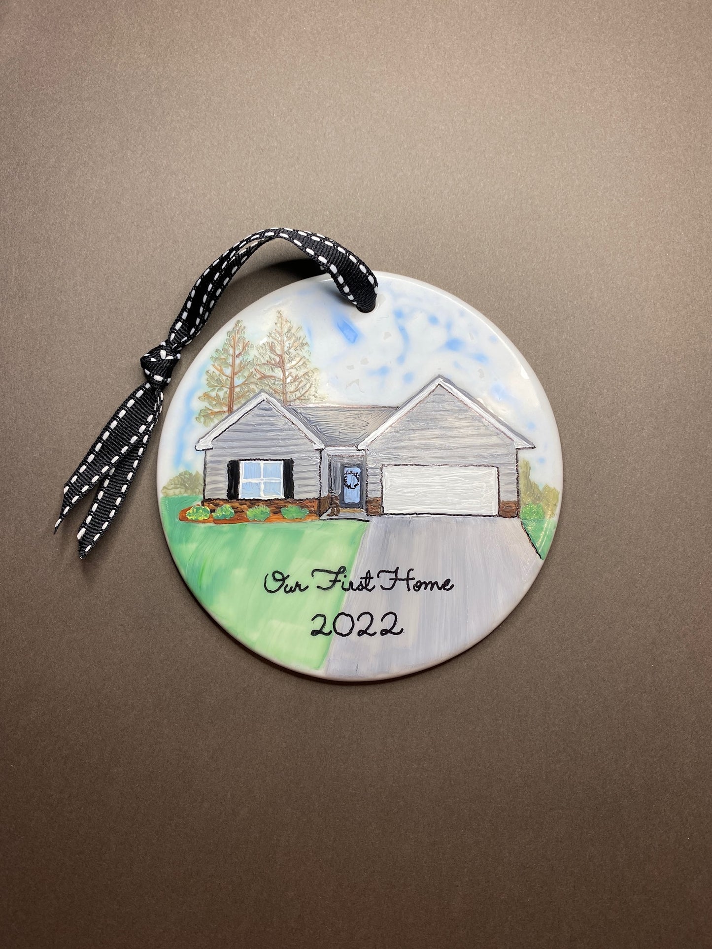 Custom Home or Location 4" porcelain ornament