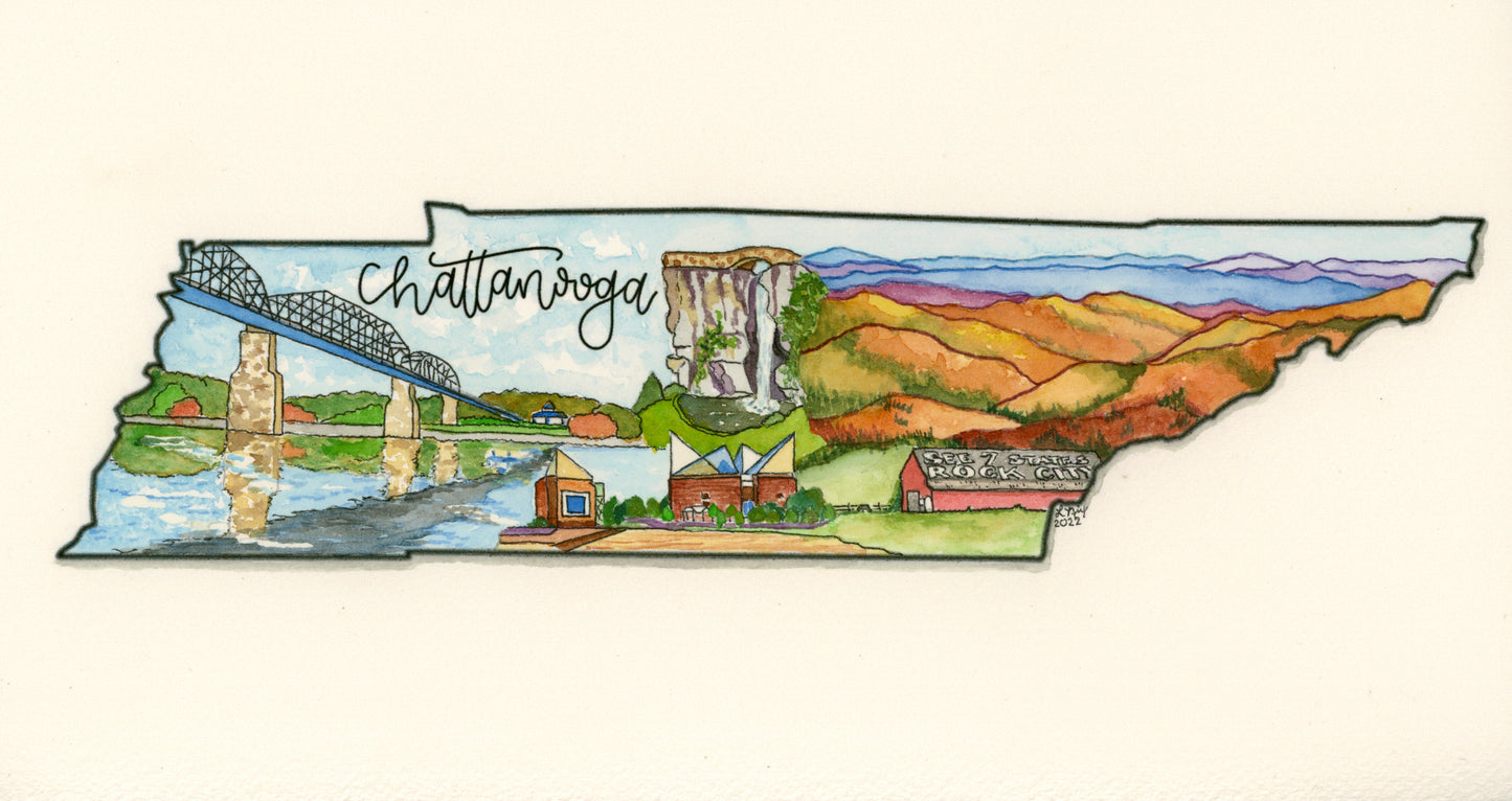 Chattanooga, Tennessee Collage Print